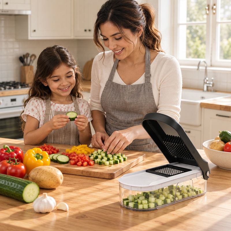 Preparación de verduras en familia
